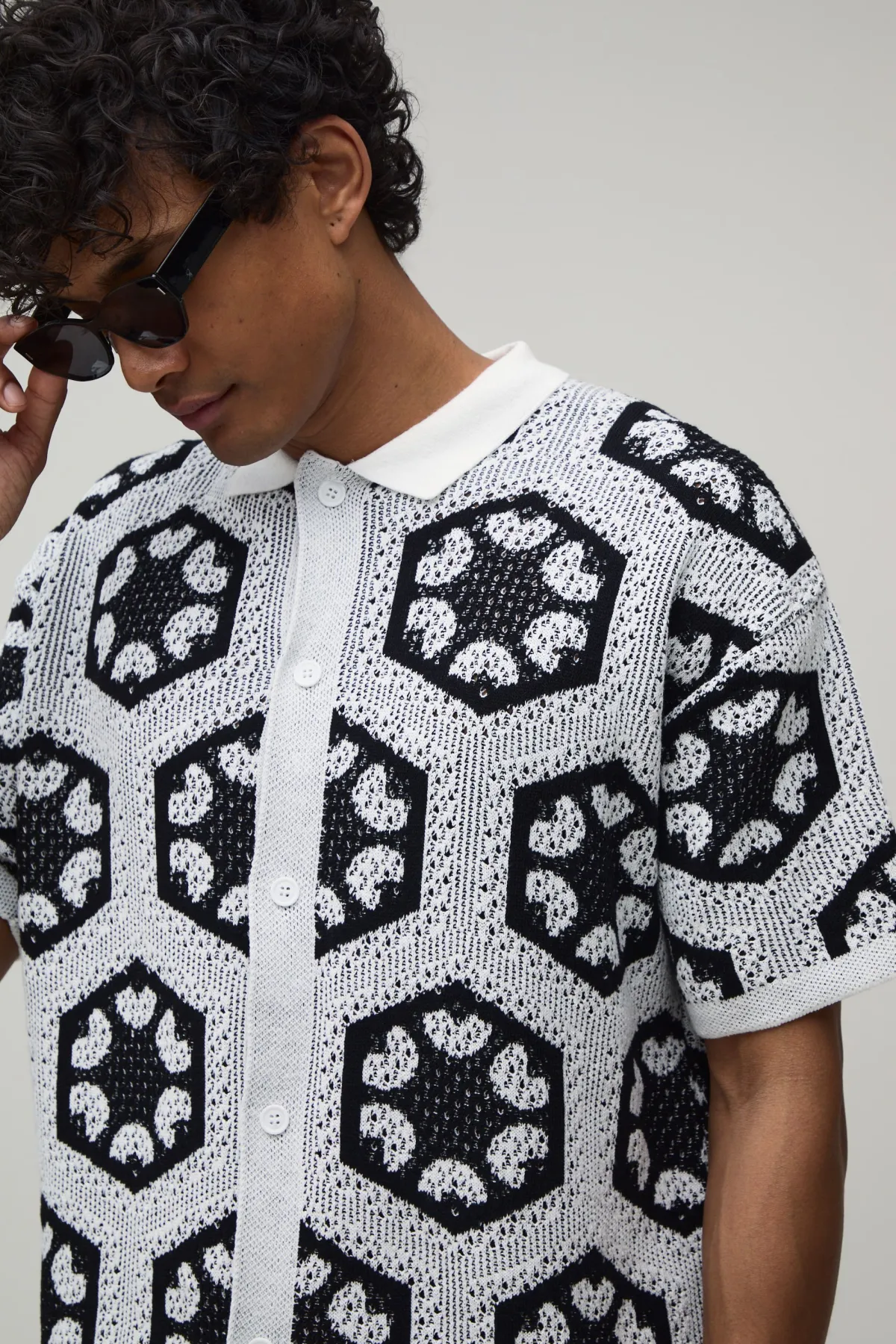 boohooMAN Chemise Décontractée En Tricot Tapisserie Crochet<Homme Tout Afficher|Maille
