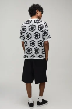 boohooMAN Chemise Décontractée En Tricot Tapisserie Crochet<Homme Tout Afficher|Maille
