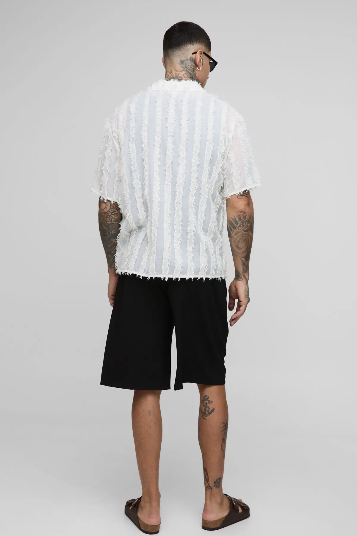 boohooMAN Chemise décontractée à rayures piquées pour grandes tailles<Homme Chemises|Tout Afficher