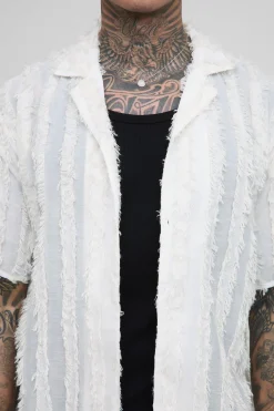 boohooMAN Chemise décontractée à rayures piquées pour grandes tailles<Homme Chemises|Tout Afficher