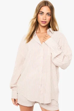 boohoo Chemise décontractée à rayures texturées<Femme Tops