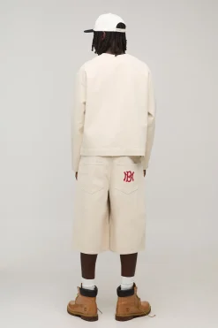 Chemise De Baseball En Denim Brodée Style Universitaire Oversize