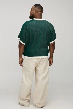 boohooMAN Chemise de football en maille tricotée, surdimensionnée, au style boxy et brodée<Homme Polos|Tout Afficher
