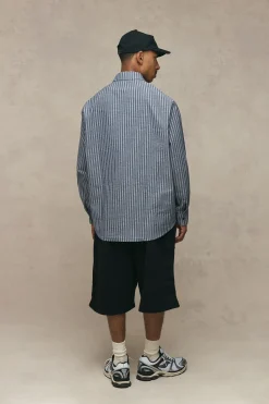 boohooMAN Chemise De Football Oversize Crop À Rayures Officielles Et Manches Longues<Homme Chemises Grande Taille|Chemises