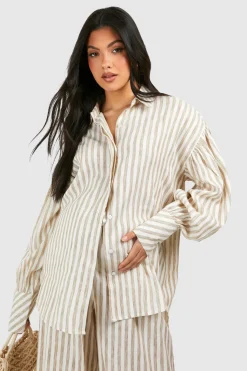 Chemise de maternité oversize à rayures effet lin