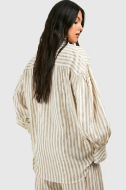 Chemise de maternité oversize à rayures effet lin