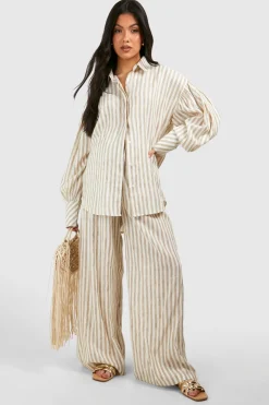 Chemise de maternité oversize à rayures effet lin
