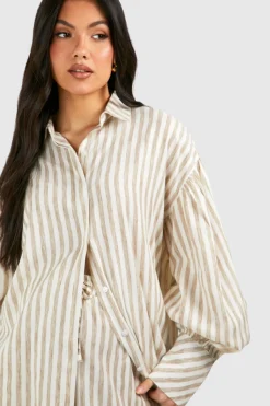 Chemise de maternité oversize à rayures effet lin