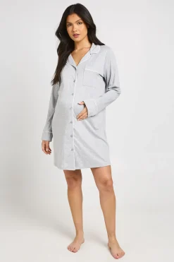Chemise De Nuit De Maternité Avec Passepoil Contrastant