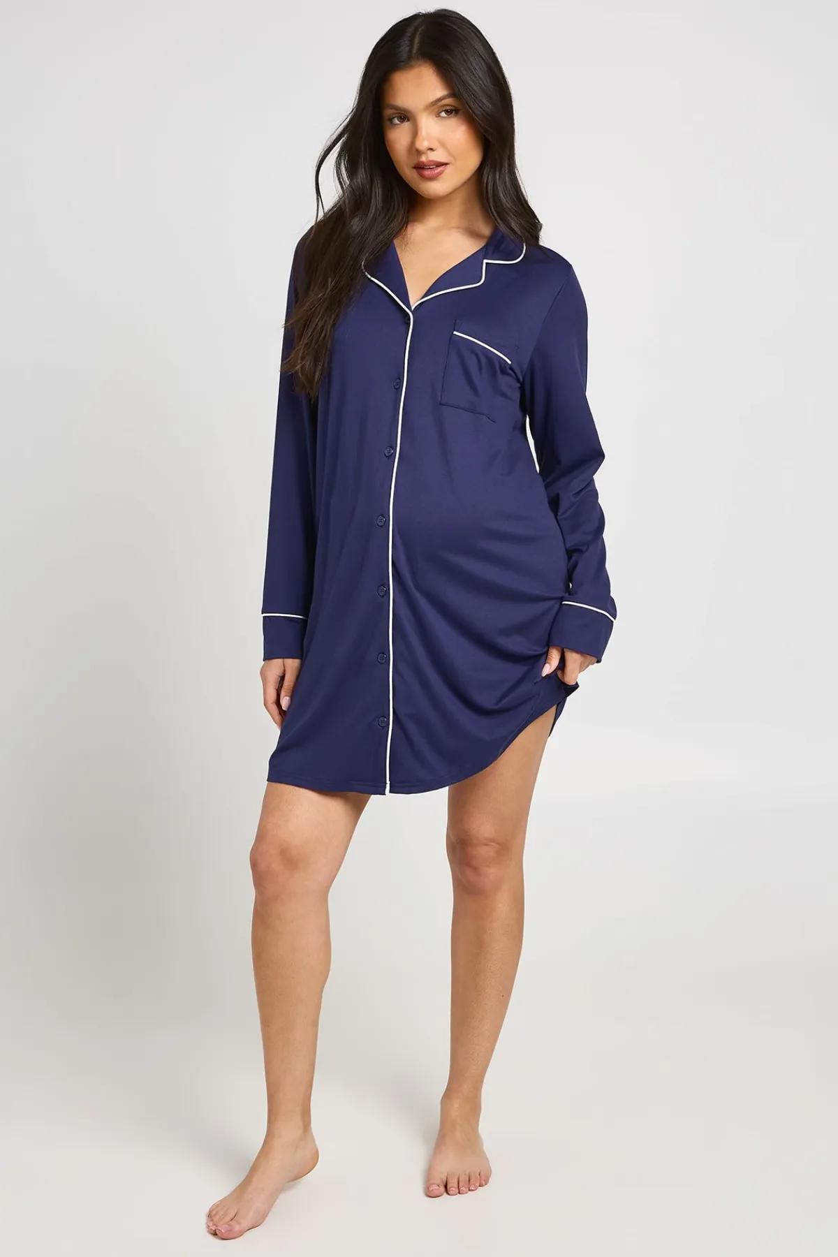 boohoo Chemise De Nuit De Maternité Avec Détail De Passepoil<Femme Pyjamas