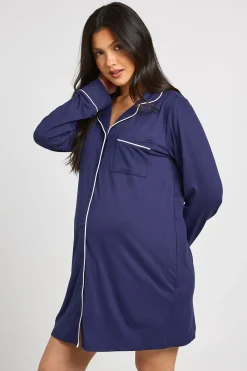 boohoo Chemise De Nuit De Maternité Avec Détail De Passepoil<Femme Pyjamas