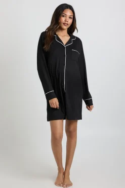 Chemise de nuit de maternité avec détail en passepoil