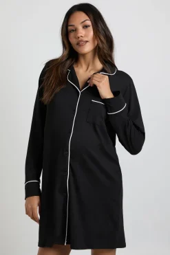 Chemise de nuit de maternité avec détail en passepoil