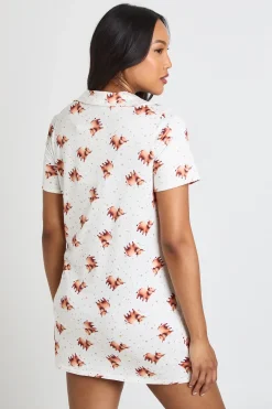 Chemise De Nuit De Maternité À Col Avec Boutons Et Imprimé Vache Highland
