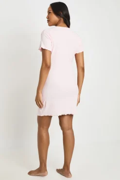 Chemise De Nuit De Maternité Côtelée À Boutons
