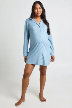 boohoo Chemise De Nuit De Maternité À Détails Passepoilés<Femme Pyjamas