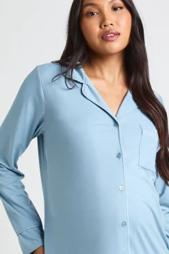 boohoo Chemise De Nuit De Maternité À Détails Passepoilés<Femme Pyjamas