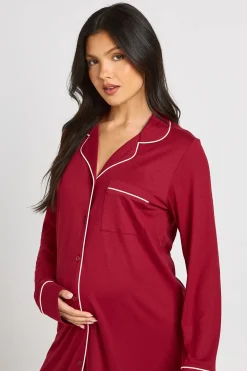 Chemise De Nuit De Maternité À Détails Passepoilés