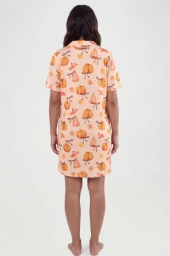 boohoo Chemise De Nuit De Maternité À Imprimé Citrouilles Et Nœuds<Femme Pyjamas