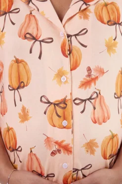 Chemise De Nuit De Maternité À Imprimé Citrouilles Et Nœuds