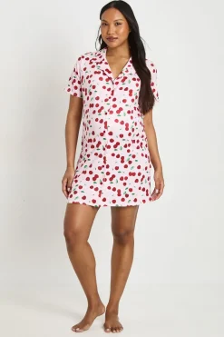 boohoo Chemise De Nuit De Maternité À Imprimé Cerises<Femme Pyjamas