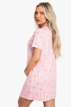 boohoo Chemise de nuit de maternité à imprimé nœud et col boutonné<Femme Pyjamas