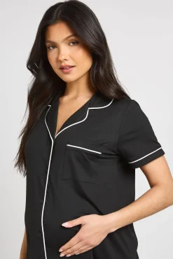 boohoo Chemise De Nuit De Maternité À Manches Courtes Avec Détail De Passepoil<Femme Pyjamas