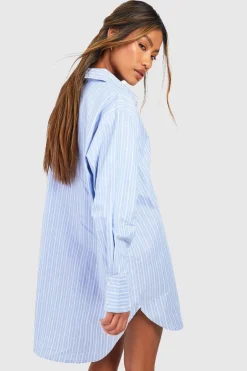 Chemise de nuit en pyjama surdimensionnée à rayures de coton