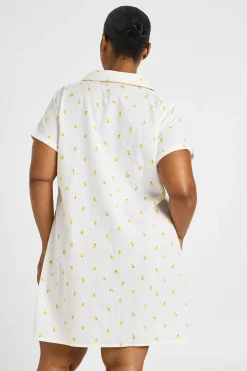 Chemise De Nuit Grande Taille Imprimé Citron Gaufré