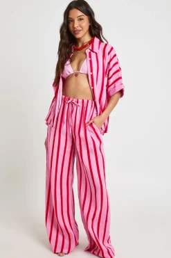 Chemise De Plage Ample En Étamine À Rayures