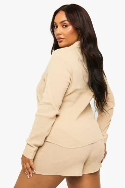 Chemise De Plage En Coton Froissé Grande Taille