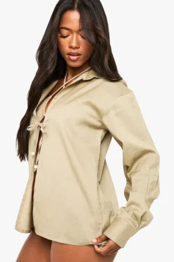 Chemise de plage en coton perlée