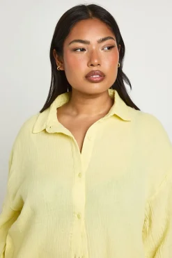 boohoo Chemise De Plage En Gaze De Coton Grande Taille<Femme Tenues De Plage