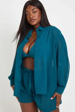 boohoo Chemise De Plage En Mousseline Grande Taille<Femme Tenues De Plage