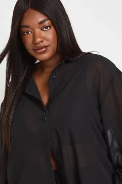 boohoo Chemise De Plage En Mousseline Grande Taille<Femme Tenues De Plage