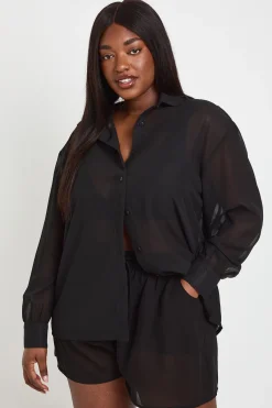 boohoo Chemise De Plage En Mousseline Grande Taille<Femme Tenues De Plage