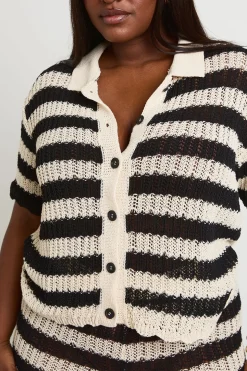 Chemise De Plage En Tricot Crochet À Rayures Grande Taille