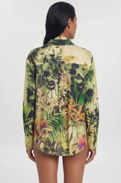 KarenMillen Chemise De Plage En Viscose Filée À Motif Tropical<Femme Ensembles|Tenues De Plage