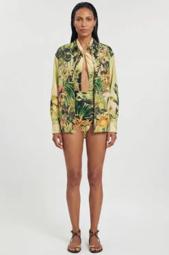 KarenMillen Chemise De Plage En Viscose Filée À Motif Tropical<Femme Ensembles|Tenues De Plage