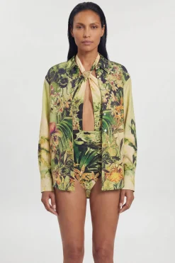 KarenMillen Chemise De Plage En Viscose Filée À Motif Tropical<Femme Ensembles|Tenues De Plage