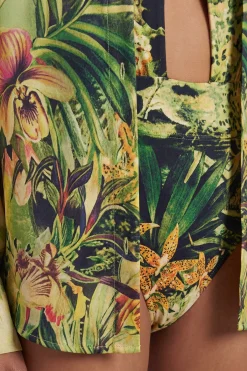 KarenMillen Chemise De Plage En Viscose Filée À Motif Tropical<Femme Ensembles|Tenues De Plage