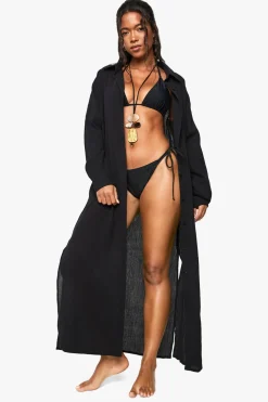 boohoo Chemise de plage maxi en coton froissé<Femme Tenues De Plage