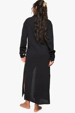 boohoo Chemise de plage maxi en coton froissé<Femme Tenues De Plage