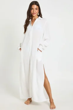Chemise De Plage Maxi En Gaze De Coton