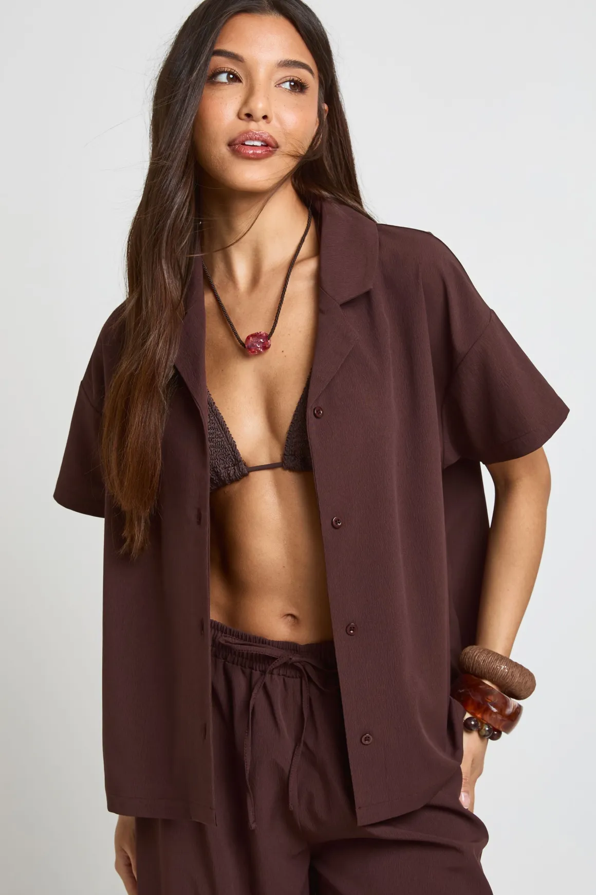 Chemise De Plage Texturée À Manches Courtes Coupe Ample Essentials