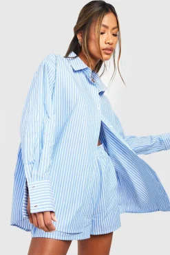 Chemise de pyjama oversize à rayures de coton