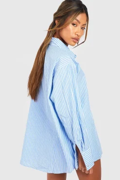Chemise de pyjama oversize à rayures de coton