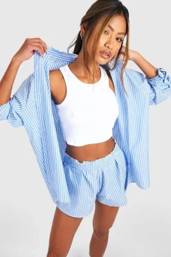 Chemise de pyjama oversize à rayures de coton