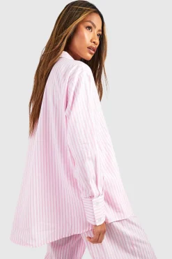 Chemise de pyjama oversize à rayures en coton