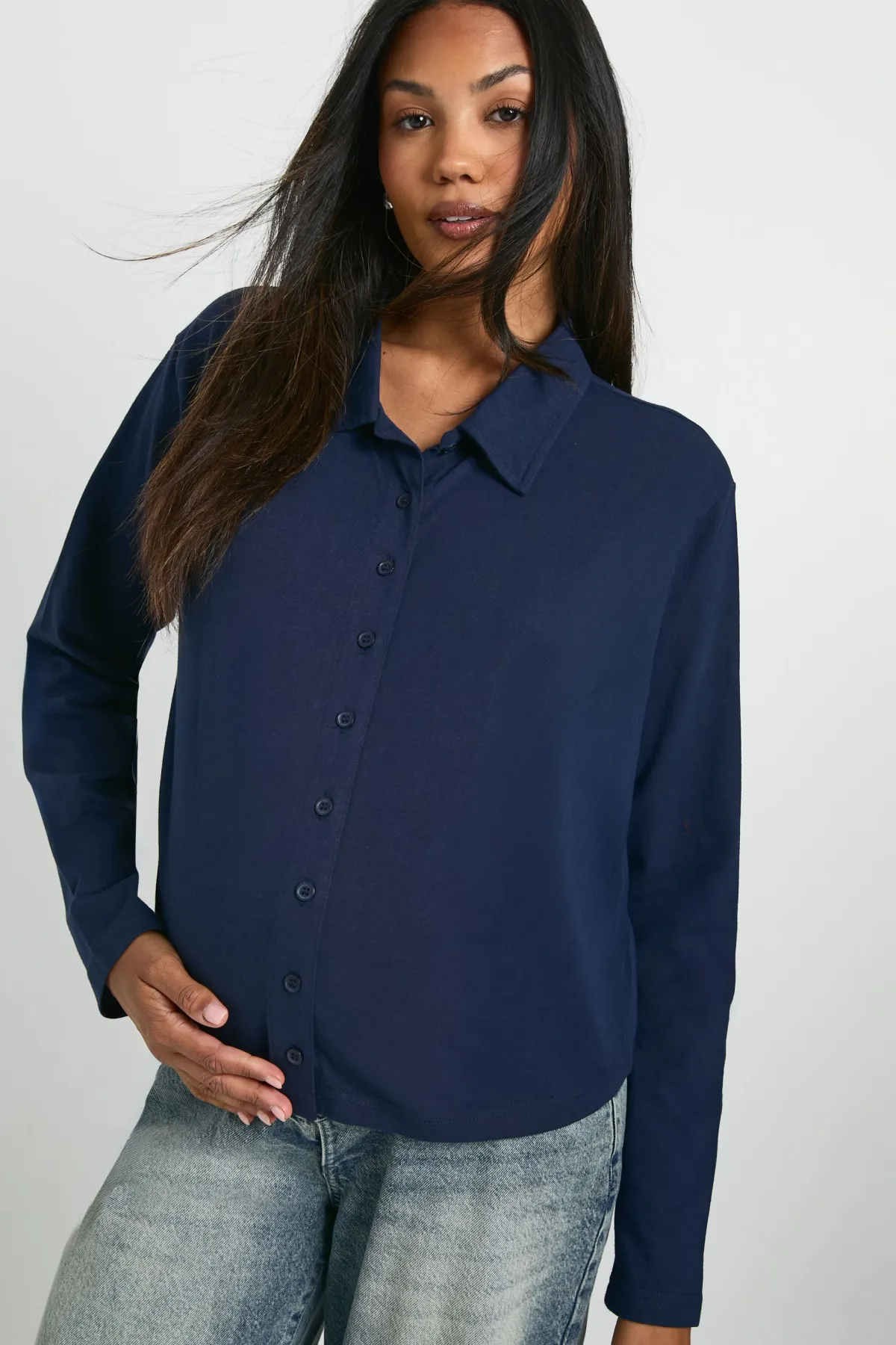 boohoo Chemise de rugby cintrée à col pour femmes enceintes<Femme Tops